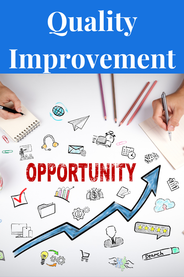 Quality Improvement Articles. An image of as arrow zig zagging up with the word opportunity across it.