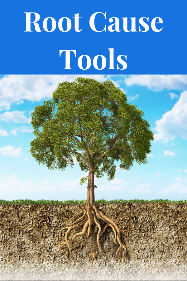 Root Cause Analysis Tools. Image of a tree with roots below the ground visible