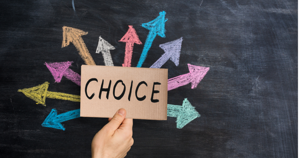 Image of the word choice with multiple arrows pointing out from it. The Root Cause Myth