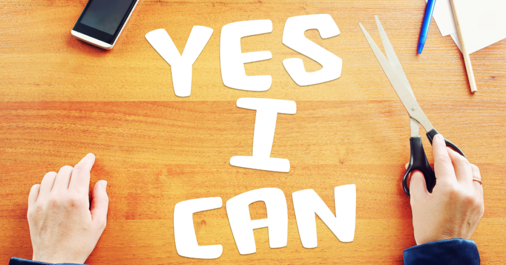 Image of the words "Yes I can. Confidence after setbacks