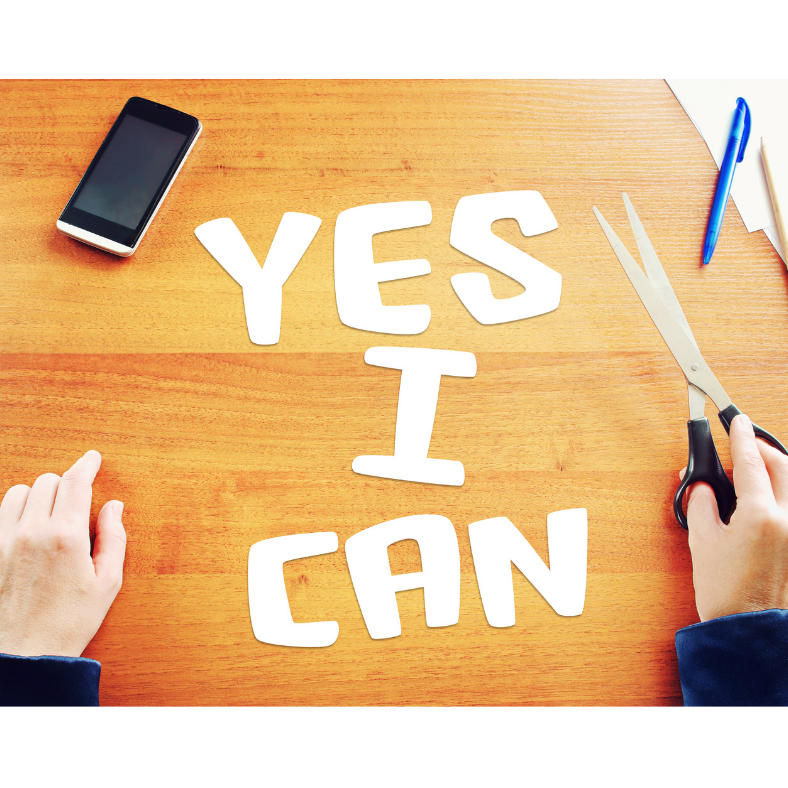 Image of the words "Yes I can. Confidence after setbacks